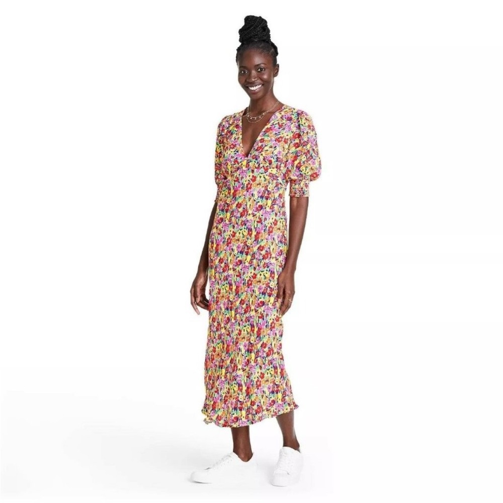 NWT RIXO for Target Floral Puff Sleeve Midi Dress